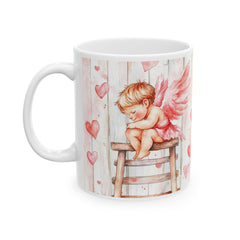 Watercolor Angel Wings Hearts Mug ,Valentine Day Book Lover Mug, Romantic Watercolor Books , Hearts Coffee Cup, Gift for Reader
