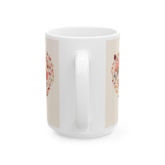 Watercolor Floral Heart Mug ,Floral Heart Ceramic Mug, Valentine Day Lover Mug, Romantic Hearts Coffee Cup, Gift for friends