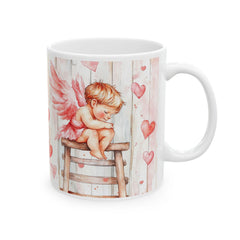 Watercolor Angel Wings Hearts Mug ,Valentine Day Book Lover Mug, Romantic Watercolor Books , Hearts Coffee Cup, Gift for Reader