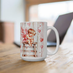 Watercolor Angel Wings Hearts Mug ,Valentine Day Book Lover Mug, Romantic Watercolor Books , Hearts Coffee Cup, Gift for Reader