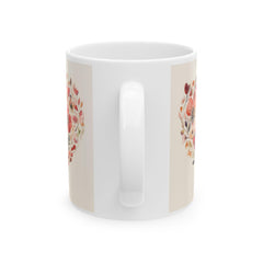 Watercolor Floral Heart Mug ,Floral Heart Ceramic Mug, Valentine Day Lover Mug, Romantic Hearts Coffee Cup, Gift for friends