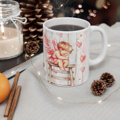 Watercolor Angel Wings Hearts Mug ,Valentine Day Book Lover Mug, Romantic Watercolor Books , Hearts Coffee Cup, Gift for Reader