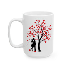 Romantic Silhouette with Heart Tree Mug , Valentine Love Coffee Cup,Valentine Mug  Romantic , Anniversary  Gift for Him Her, Single Mug