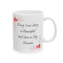 Romantic Silhouette with Heart Tree Mug , Valentine Love Coffee Cup,Valentine Mug  Romantic , Anniversary  Gift for Him Her, Single Mug