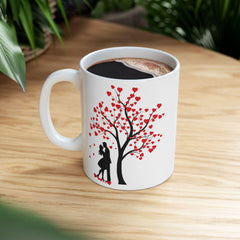 Romantic Silhouette with Heart Tree Mug , Valentine Love Coffee Cup,Valentine Mug  Romantic , Anniversary  Gift for Him Her, Single Mug