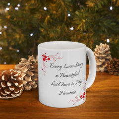 Romantic Silhouette with Heart Tree Mug , Valentine Love Coffee Cup,Valentine Mug  Romantic , Anniversary  Gift for Him Her, Single Mug
