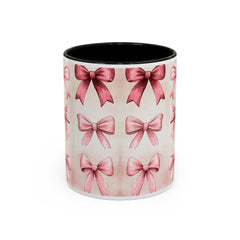 Pink Watercolor Bows Mug , Accent Coffee Mug,Coquette Bow Mug, Pink Aesthetic Coffee Cup, Girly Valentine Mug