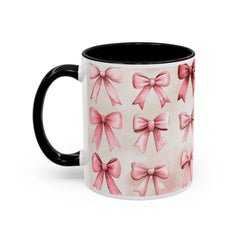 Pink Watercolor Bows Mug , Accent Coffee Mug,Coquette Bow Mug, Pink Aesthetic Coffee Cup, Girly Valentine Mug