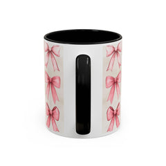 Pink Watercolor Bows Mug , Accent Coffee Mug,Coquette Bow Mug, Pink Aesthetic Coffee Cup, Girly Valentine Mug