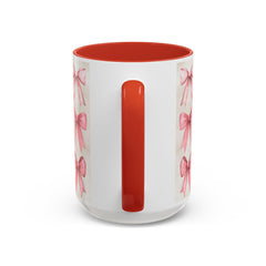 Pink Watercolor Bows Mug , Accent Coffee Mug,Coquette Bow Mug, Pink Aesthetic Coffee Cup, Girly Valentine Mug