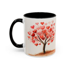 Watercolor Heart Tree Coffee Mug ,Valentine Love Heart Tree Accent Mug,Romantic,Valentines Day Gift for Girlfriend,Sweet Heart Porcelain Cup