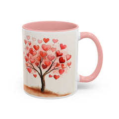 Watercolor Heart Tree Coffee Mug ,Valentine Love Heart Tree Accent Mug,Romantic,Valentines Day Gift for Girlfriend,Sweet Heart Porcelain Cup