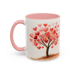 Watercolor Heart Tree Coffee Mug ,Valentine Love Heart Tree Accent Mug,Romantic,Valentines Day Gift for Girlfriend,Sweet Heart Porcelain Cup