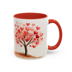 Watercolor Heart Tree Coffee Mug ,Valentine Love Heart Tree Accent Mug,Romantic,Valentines Day Gift for Girlfriend,Sweet Heart Porcelain Cup