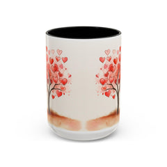 Watercolor Heart Tree Coffee Mug ,Valentine Love Heart Tree Accent Mug,Romantic,Valentines Day Gift for Girlfriend,Sweet Heart Porcelain Cup