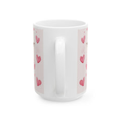 Watercolor Giraffe with Pink Hearts Mug ,Romantic Cupid Coffee Cup, Anniversary Celebration Gift, Artistic Aesthetic Tea Cup
