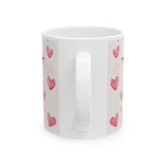Watercolor Giraffe with Pink Hearts Mug ,Romantic Cupid Coffee Cup, Anniversary Celebration Gift, Artistic Aesthetic Tea Cup