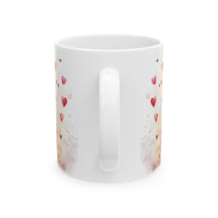 Valentine Gnome Hearts Mug,Cute Gnome Coffee Mug, Whimsical Garden Gnome Gift,Spring Floral Aesthetic Mug, Nordic Gnome Decor