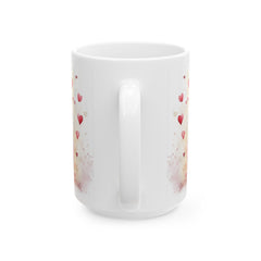 Valentine Gnome Hearts Mug,Cute Gnome Coffee Mug, Whimsical Garden Gnome Gift,Spring Floral Aesthetic Mug, Nordic Gnome Decor