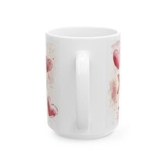 Watercolor Hearts XO Mug ,Valentine Romance Ceramic Mug,XOXO Coffee Mug with Hearts ,Valentines Day Gift