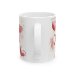 Watercolor Hearts XO Mug ,Valentine Romance Ceramic Mug,XOXO Coffee Mug with Hearts ,Valentines Day Gift