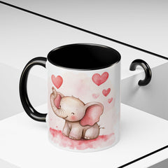 Valentine Mug ,Cute Watercolor Baby Elephant with Hearts Mug ,Accent Coffee Mug,Cute Baby Elephant Mug with Hearts, Valentine Gift