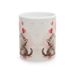 Watercolor Kissing Kitten Mug, Ceramic Coffee Cup,Cute Kittens Love Mug ,Valentine Cat Coffee Cup