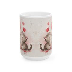 Watercolor Kissing Kitten Mug, Ceramic Coffee Cup,Cute Kittens Love Mug ,Valentine Cat Coffee Cup