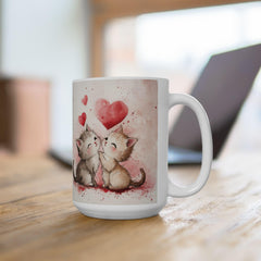 Watercolor Kissing Kitten Mug, Ceramic Coffee Cup,Cute Kittens Love Mug ,Valentine Cat Coffee Cup