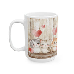 Valentine Mug,Kawaii Heart Kittens Mug ,Ceramic Coffee Cup,Cute Kittens Love Mug,Valentine Cat Coffee Cup