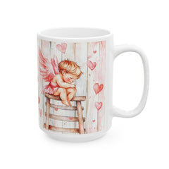 Watercolor Angel Wings Hearts Mug ,Valentine Day Book Lover Mug, Romantic Watercolor Books , Hearts Coffee Cup, Gift for Reader