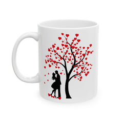 Romantic Silhouette with Heart Tree Mug , Valentine Love Coffee Cup,Valentine Mug  Romantic , Anniversary  Gift for Him Her, Single Mug
