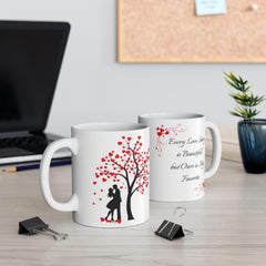 Romantic Silhouette with Heart Tree Mug , Valentine Love Coffee Cup,Valentine Mug  Romantic , Anniversary  Gift for Him Her, Single Mug