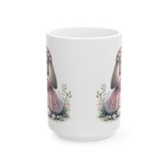 Watercolor Bunny Easter Mug, Floral Rabbit Coffee Cup , Spring Mug