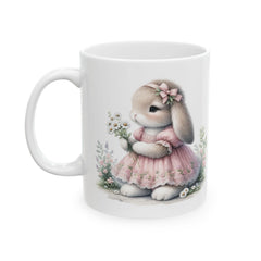 Watercolor Bunny Easter Mug, Floral Rabbit Coffee Cup , Spring Mug