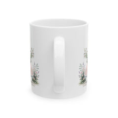 Watercolor Bunny Easter Mug, Floral Rabbit Coffee Cup , Spring Mug