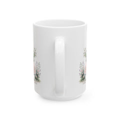 Watercolor Bunny Easter Mug, Floral Rabbit Coffee Cup , Spring Mug