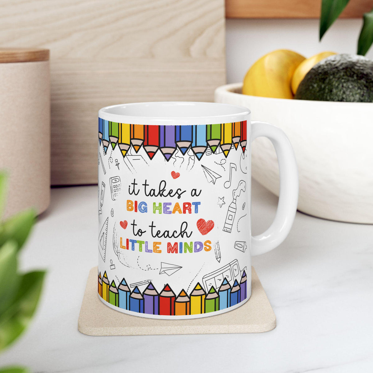 Teacher Mug, It Takes a Big Heart to Teach Little Minds Mug, Teacher Appreciation Gift, Preschool Teacher Gift, Kindergarten Teacher Cup