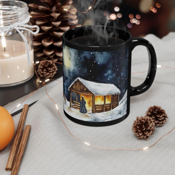 Winter Wonderland Coffee Mug, Hand-Drawn Holiday Scene