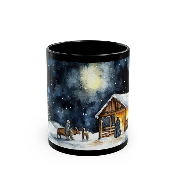 Winter Wonderland Coffee Mug, Hand-Drawn Holiday Scene