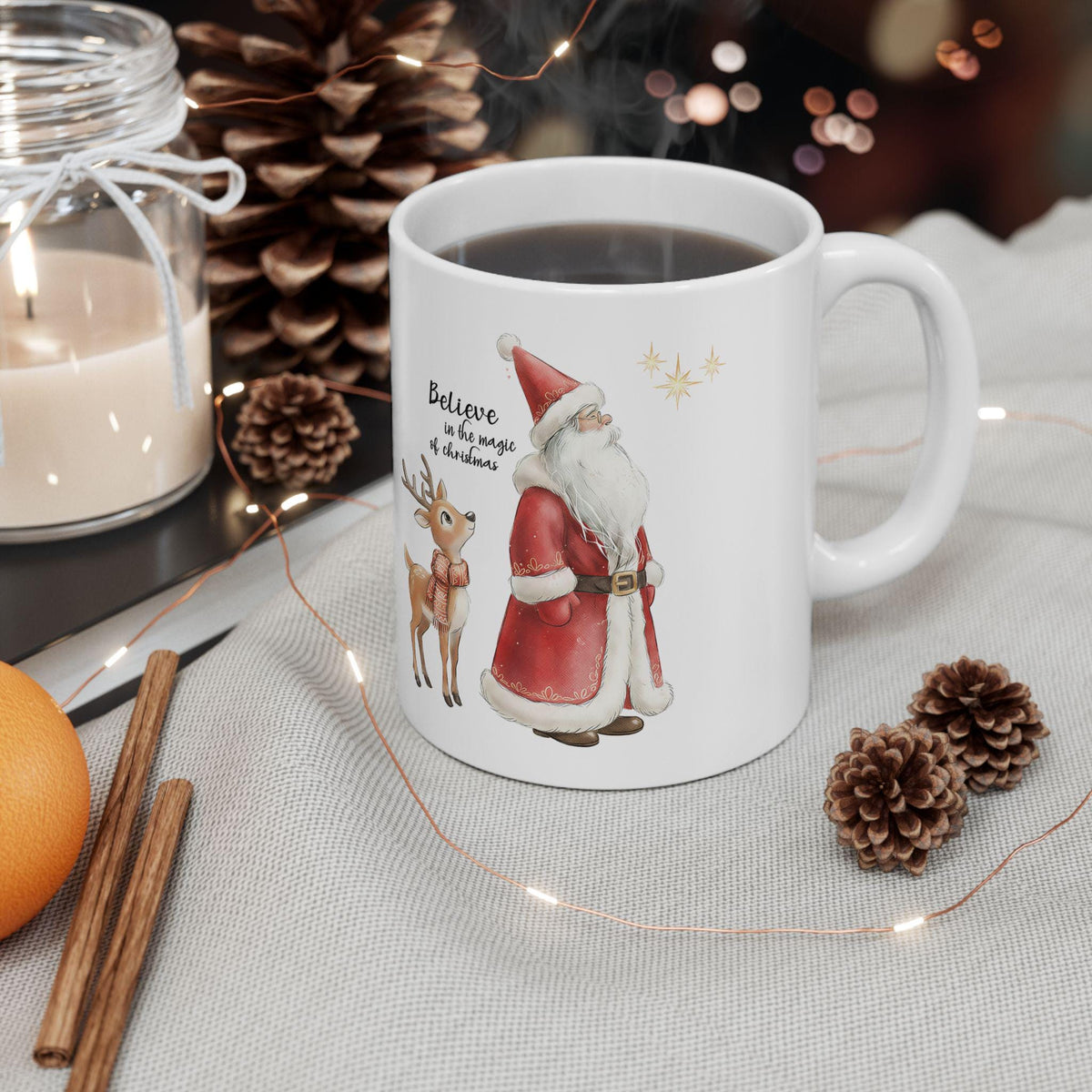 Santa and Reindeer Believe in the Magic | Mug 11 oz Christmas Gift