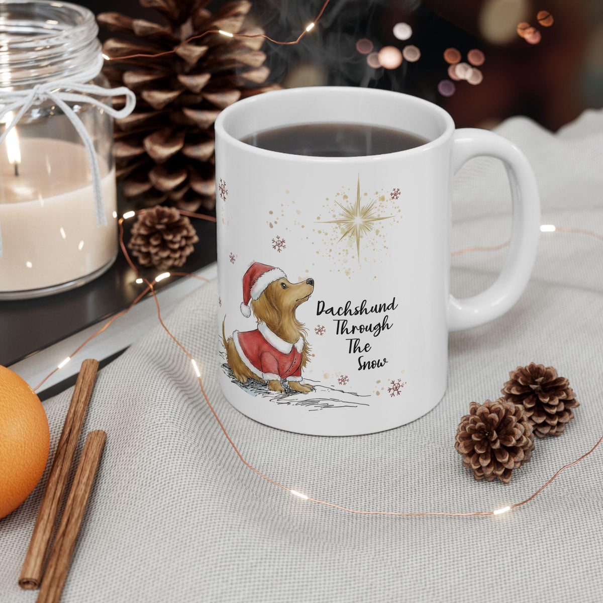 Christmas Dachshund Mug | Holiday Dog Coffee Cup (11 oz)