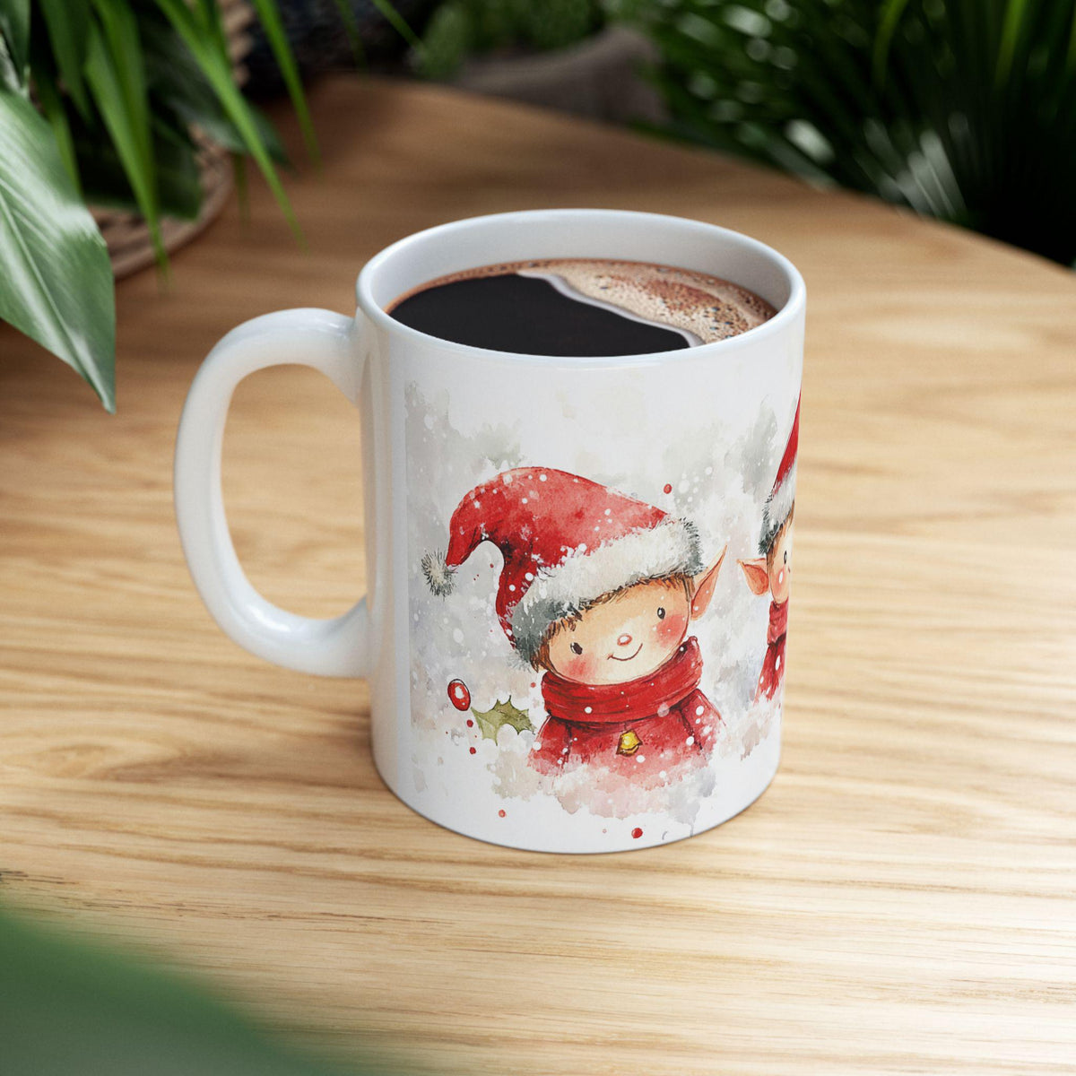 Watercolor Christmas Elf Mug | Holiday Ceramic Coffee Cup 11 oz
