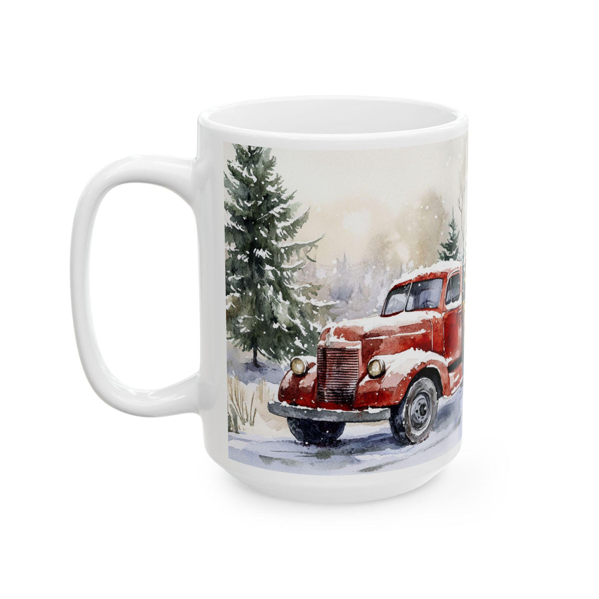 Vintage Truck Christmas Mug, Rustic Holiday Coffee Cup