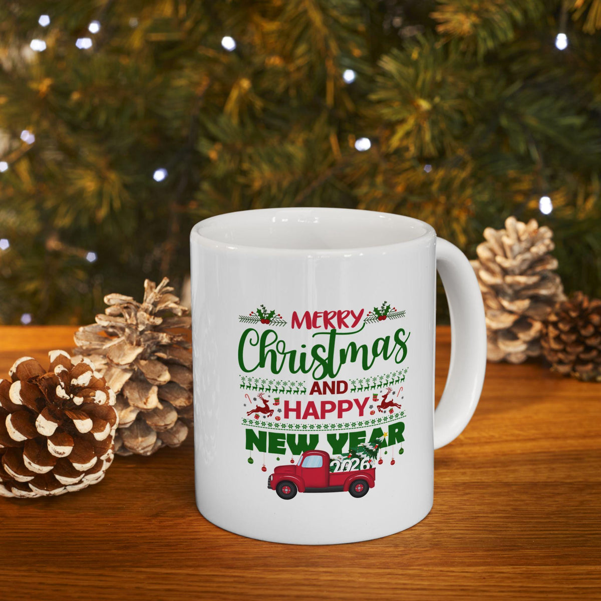 Christmas Coffee Mug | Holiday Cheer Ceramic Mug (11oz) New Year Gift