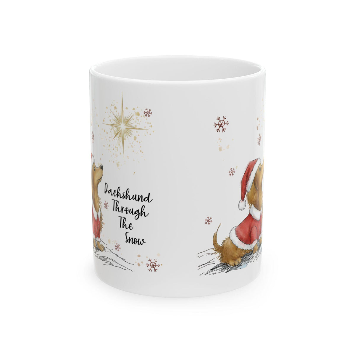 Christmas Dachshund Mug | Holiday Dog Coffee Cup (11 oz)