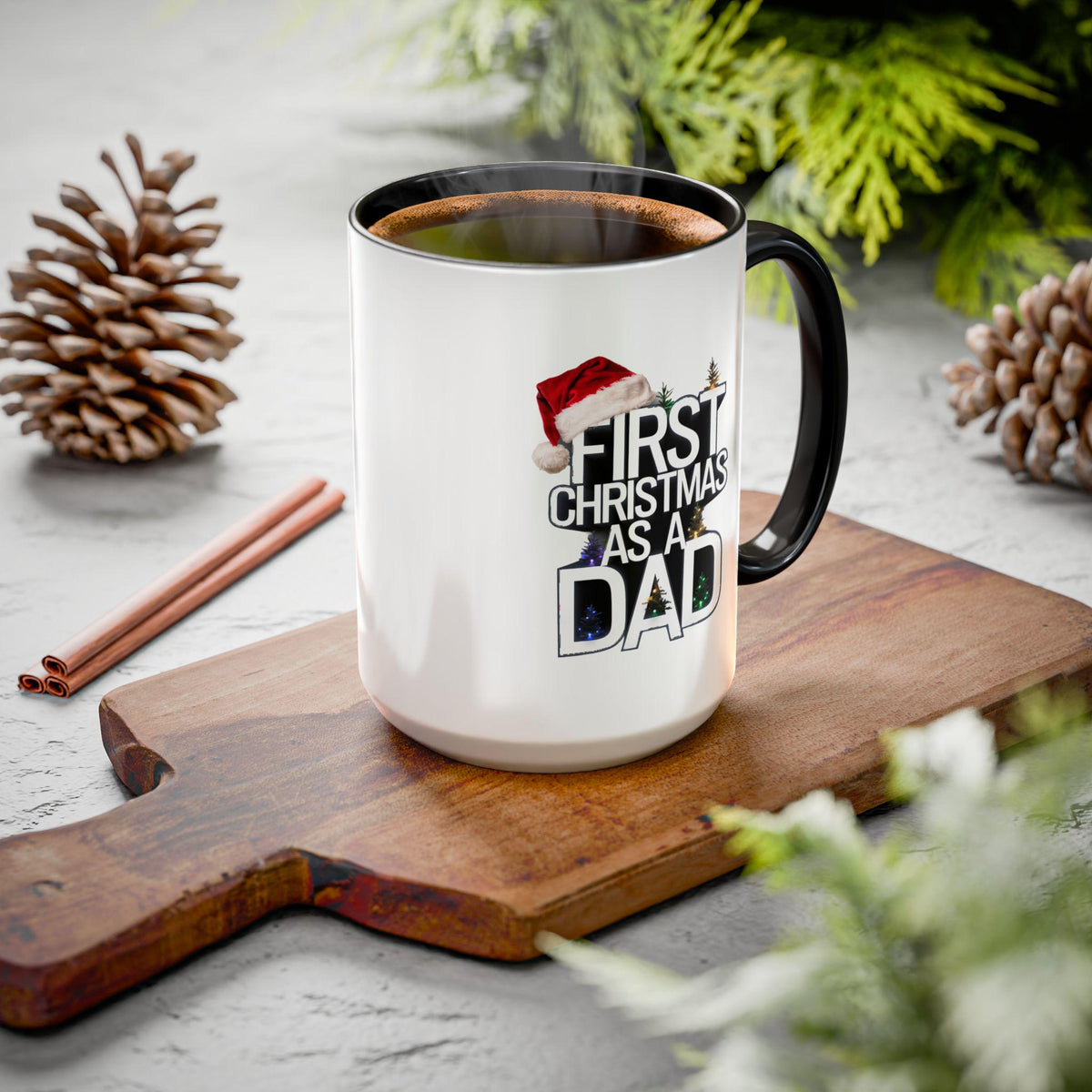 First Christmas As A Dad Mug - Holiday Coffee Mug 15 oz
