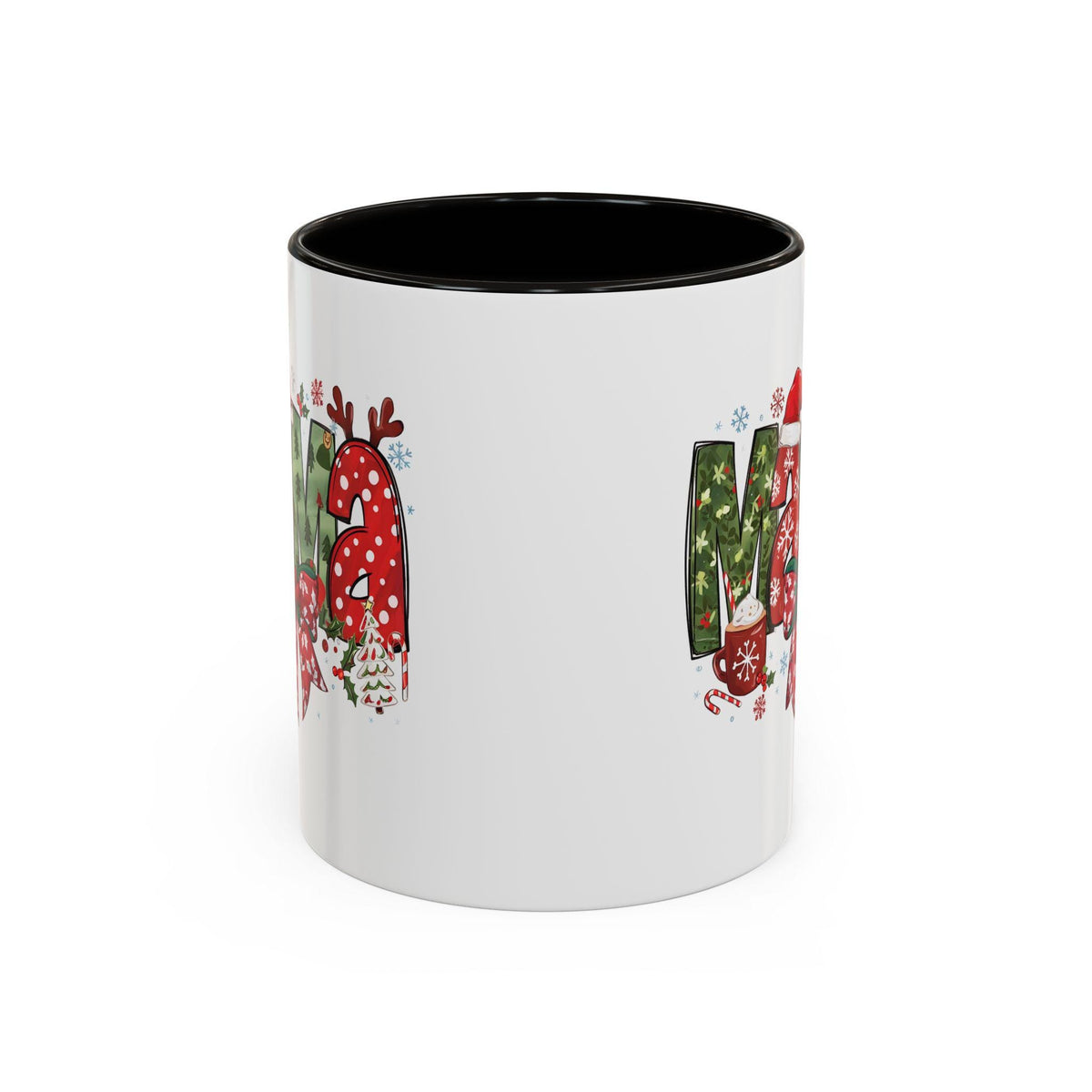 Mama Christmas Mug | Holiday Mom Coffee Cup, Festive Santa Reindeer Letters 11 oz