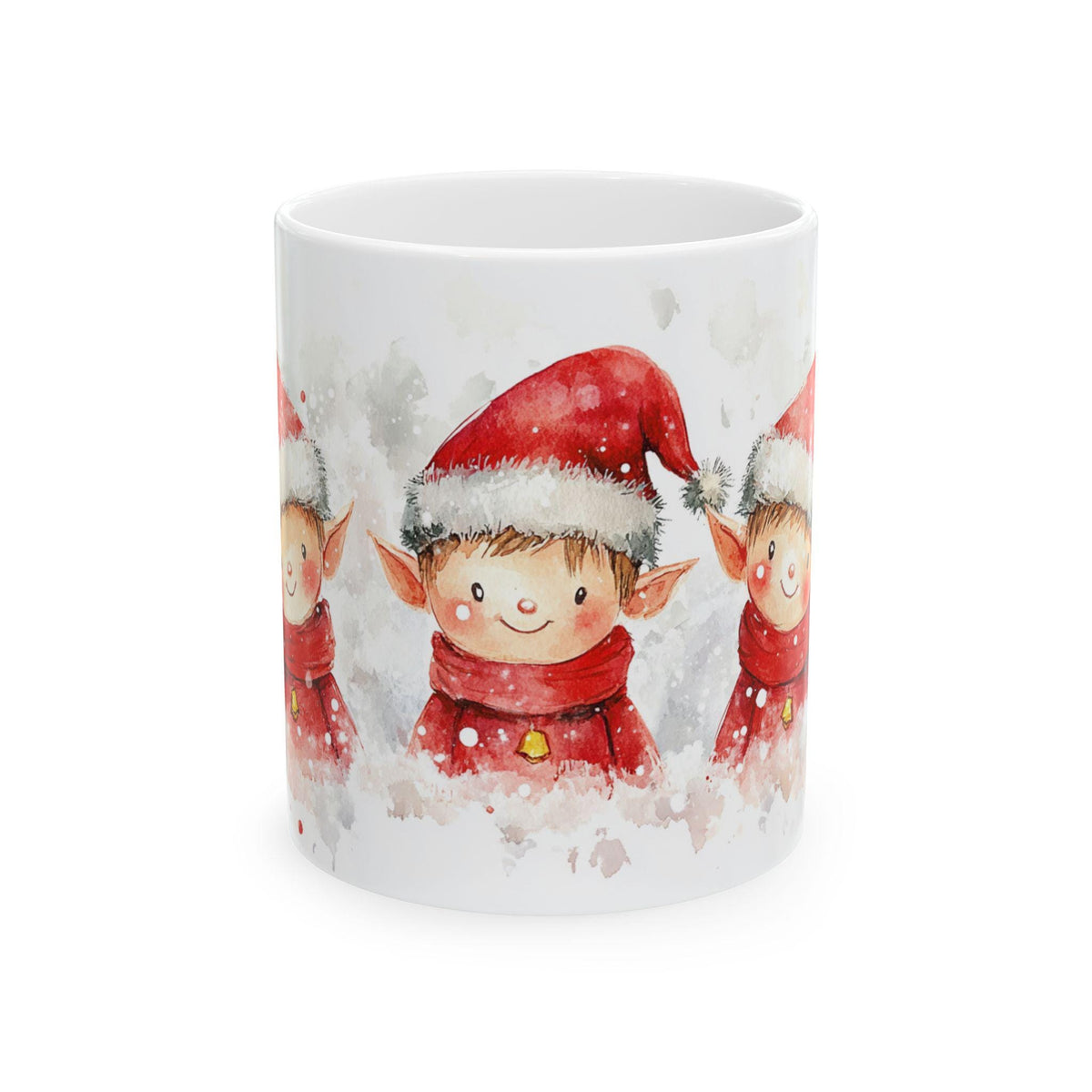 Watercolor Christmas Elf Mug | Holiday Ceramic Coffee Cup 11 oz