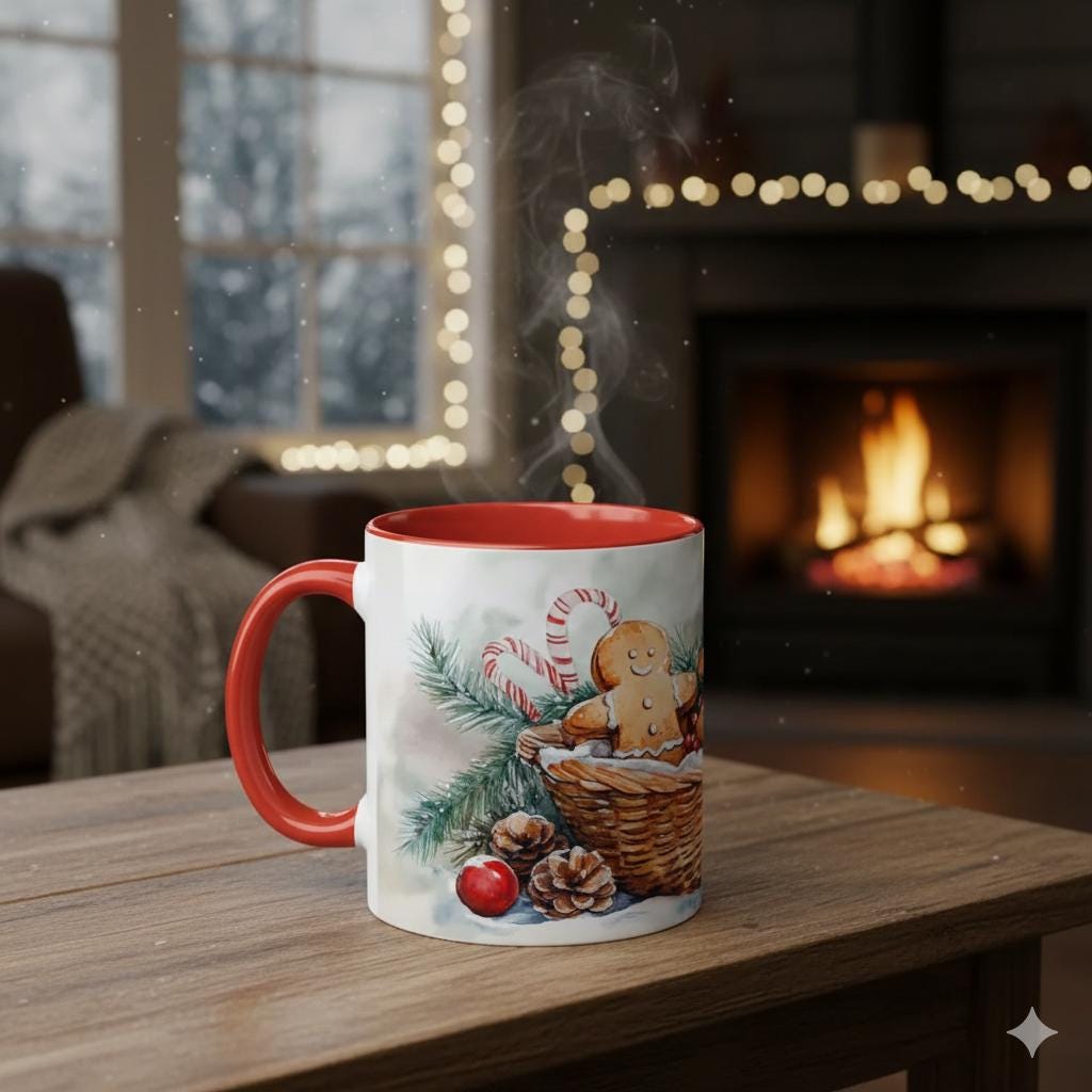 Gingerbread Holiday Ceramic Coffee Mug | Festive Christmas Cup